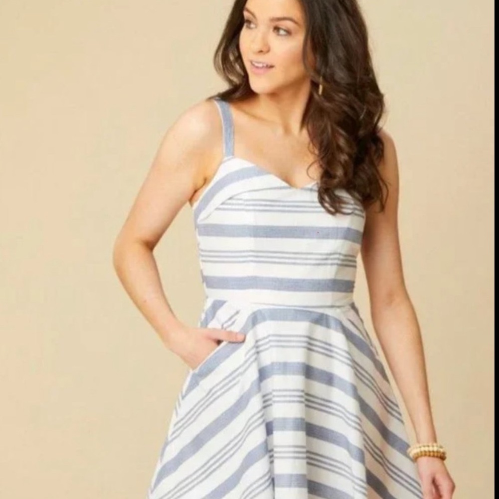 Blue/White Striped Dress